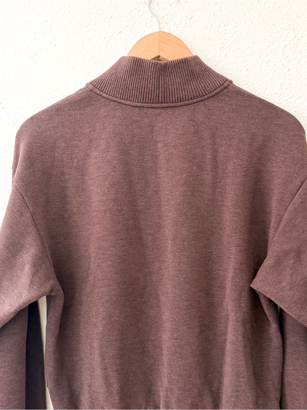 Varley Double Soft Sally Half-Zip Pullover Sweatshirt in Coffee Bean Marl - Picture 9 of 10